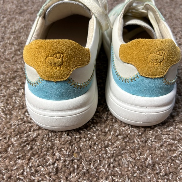 Lamo Green and Cream Slippers with Suede Accents - Picture 6 of 9